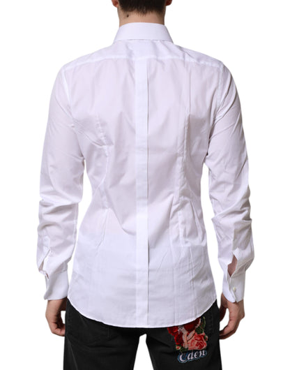 Dolce &amp; Gabbana Weiß GOLD Langarm-Kleid Formelles Hemd