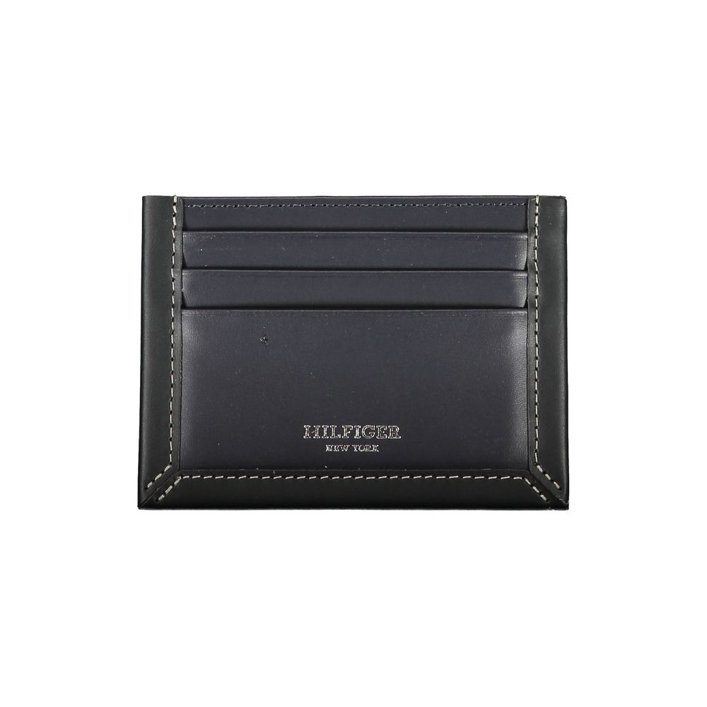 Tommy Hilfiger – Elegantes Kartenetui aus blauem Leder mit Kontrastdetails
