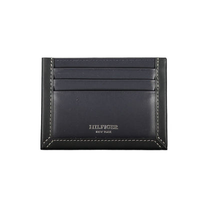 Tommy Hilfiger – Elegantes Kartenetui aus blauem Leder mit Kontrastdetails
