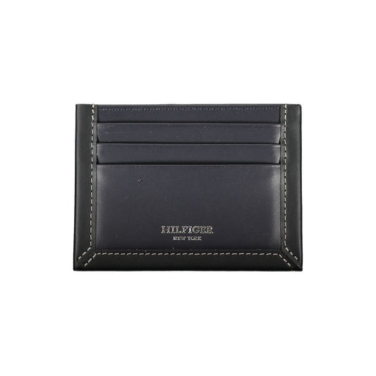 Tommy Hilfiger – Elegantes Kartenetui aus blauem Leder mit Kontrastdetails