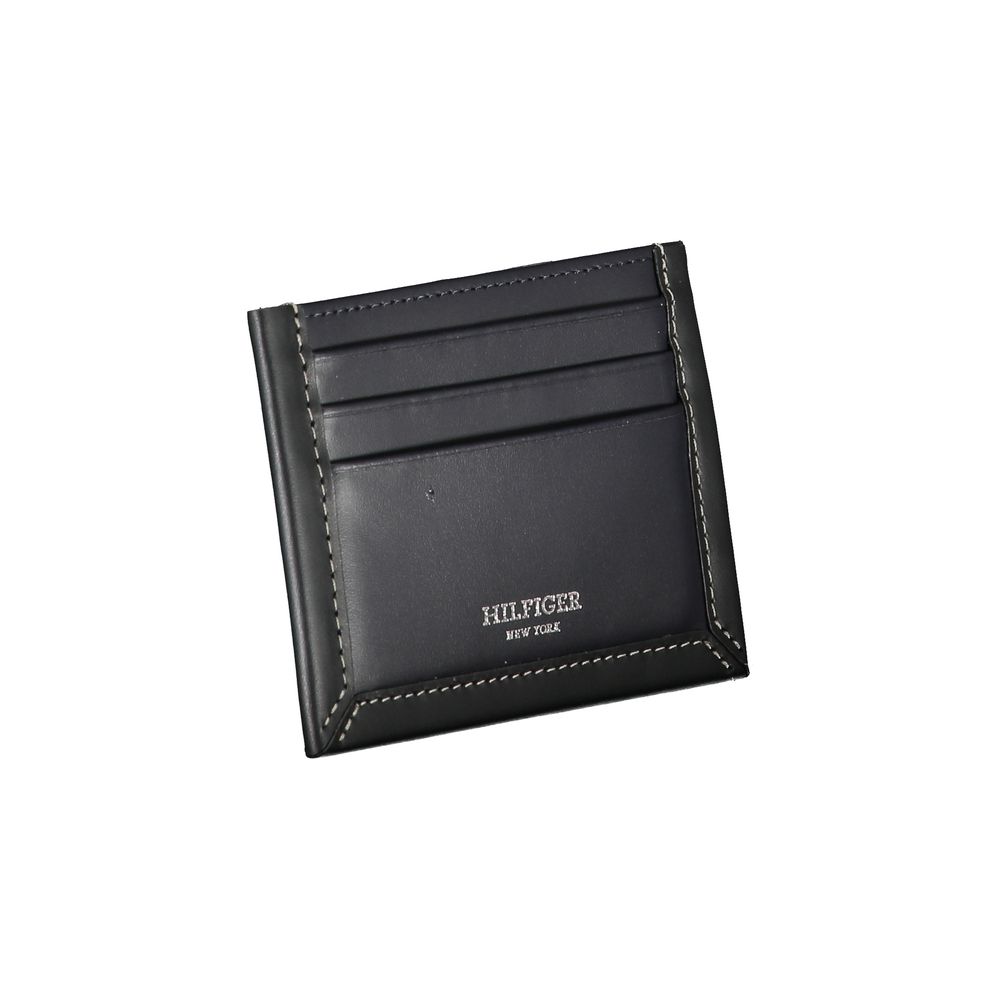 Tommy Hilfiger – Elegantes Kartenetui aus blauem Leder mit Kontrastdetails