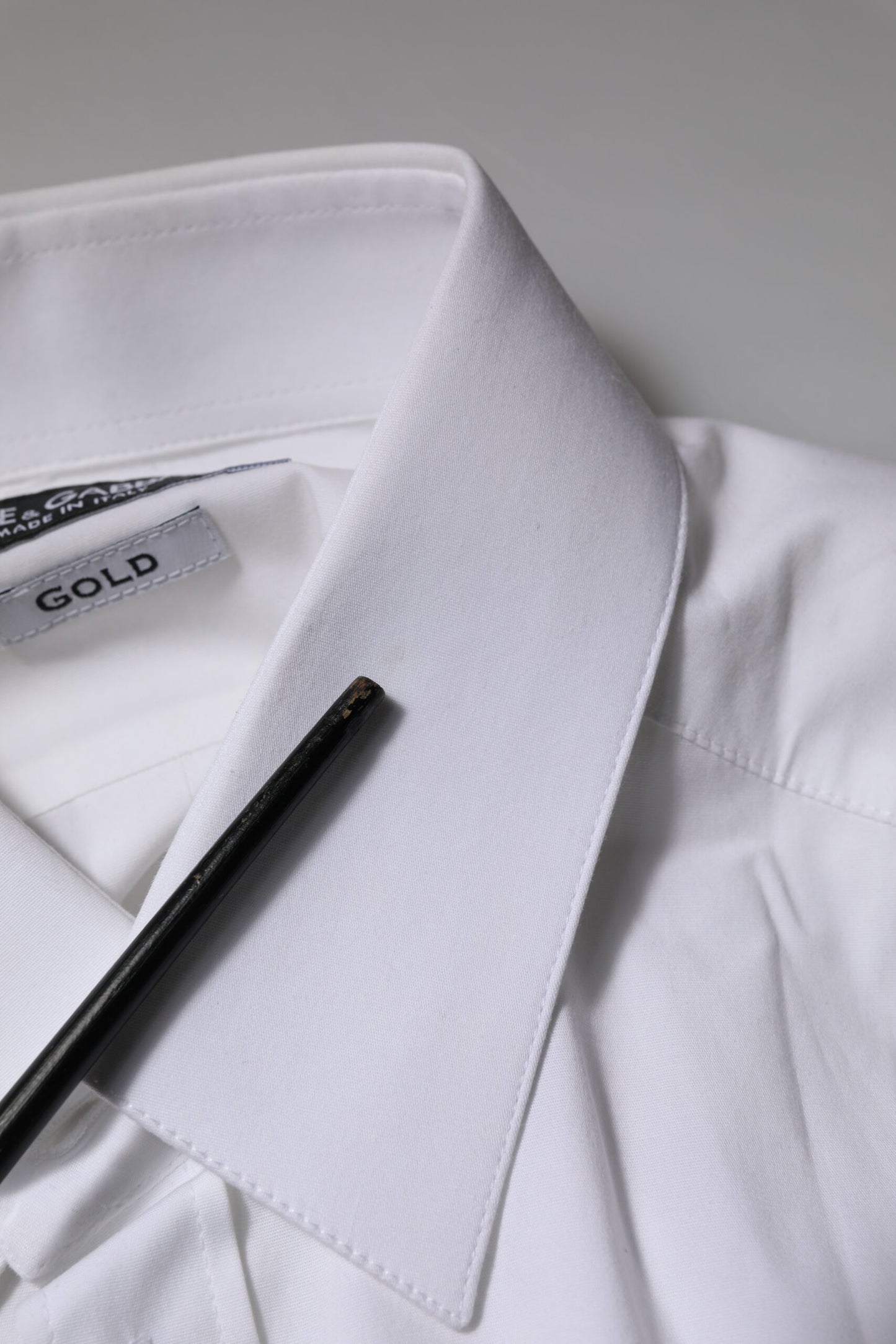 Dolce &amp; Gabbana Weiß GOLD Langarm-Kleid Formelles Hemd