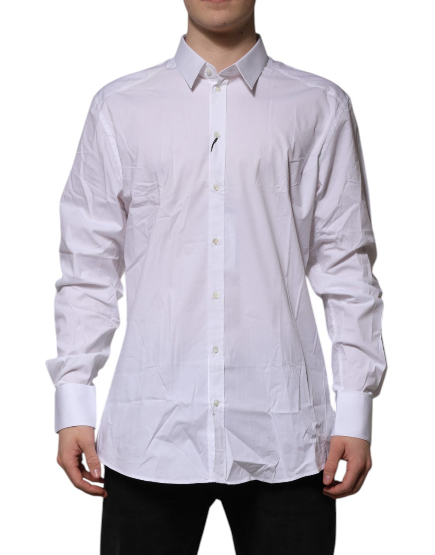 Dolce & Gabbana White GOLD Long Sleeve Dress Formal Shirt