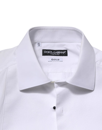 فستان دولتشي آند غابانا وايت جولد بأكمام طويلة وقميص رسمي للرجال