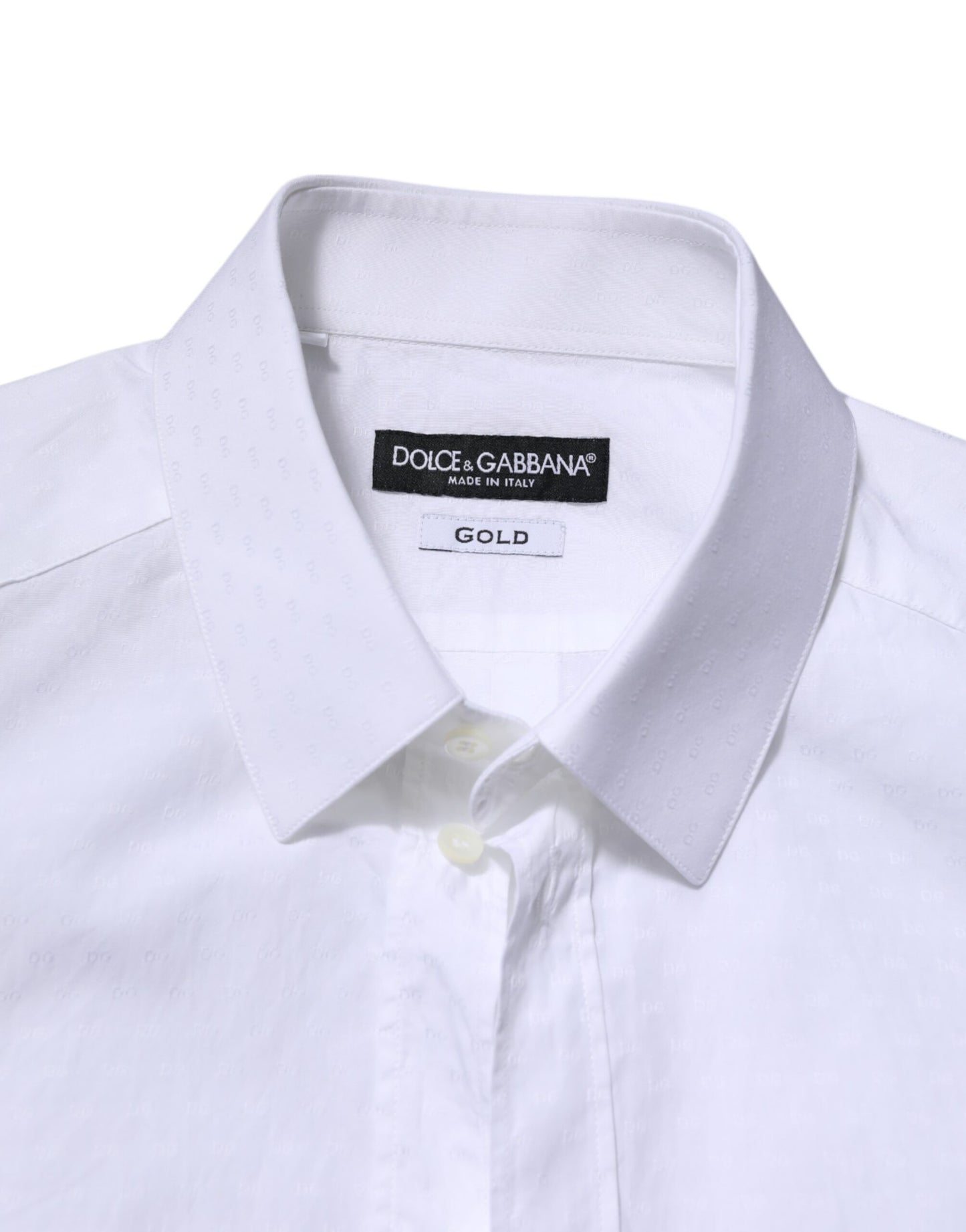 Dolce &amp; Gabbana Weiß GOLD Langarm Kleid Herren Formelles Hemd