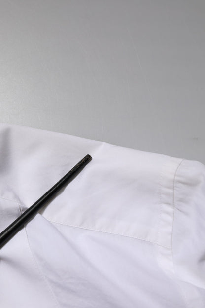 Dolce &amp; Gabbana – Weißes, GOLDfarbenes Hemd aus Baumwollpopeline