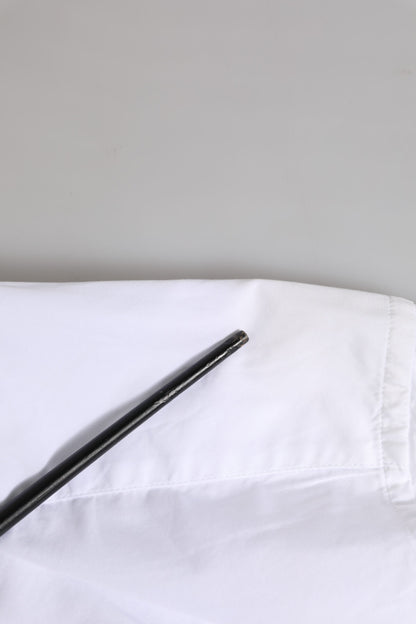 Dolce &amp; Gabbana Weiß GOLD Baumwolle Langarm Herren Formelles Hemd