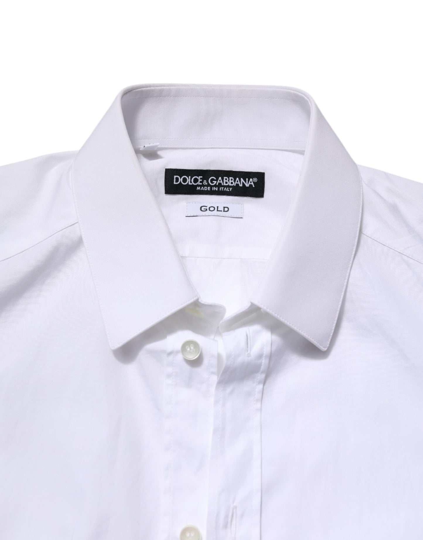 Dolce & Gabbana White GOLD Cotton Long Sleeve Men Formal Shirt
