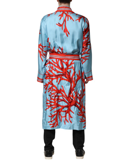 Dolce &amp; Gabbana – Wickelmantel mit blauem und rotem Korallendruck