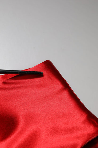 فستان دولتشي آند غابانا أحمر من الأسيتات بدون أكمام متوسط ​​الطول