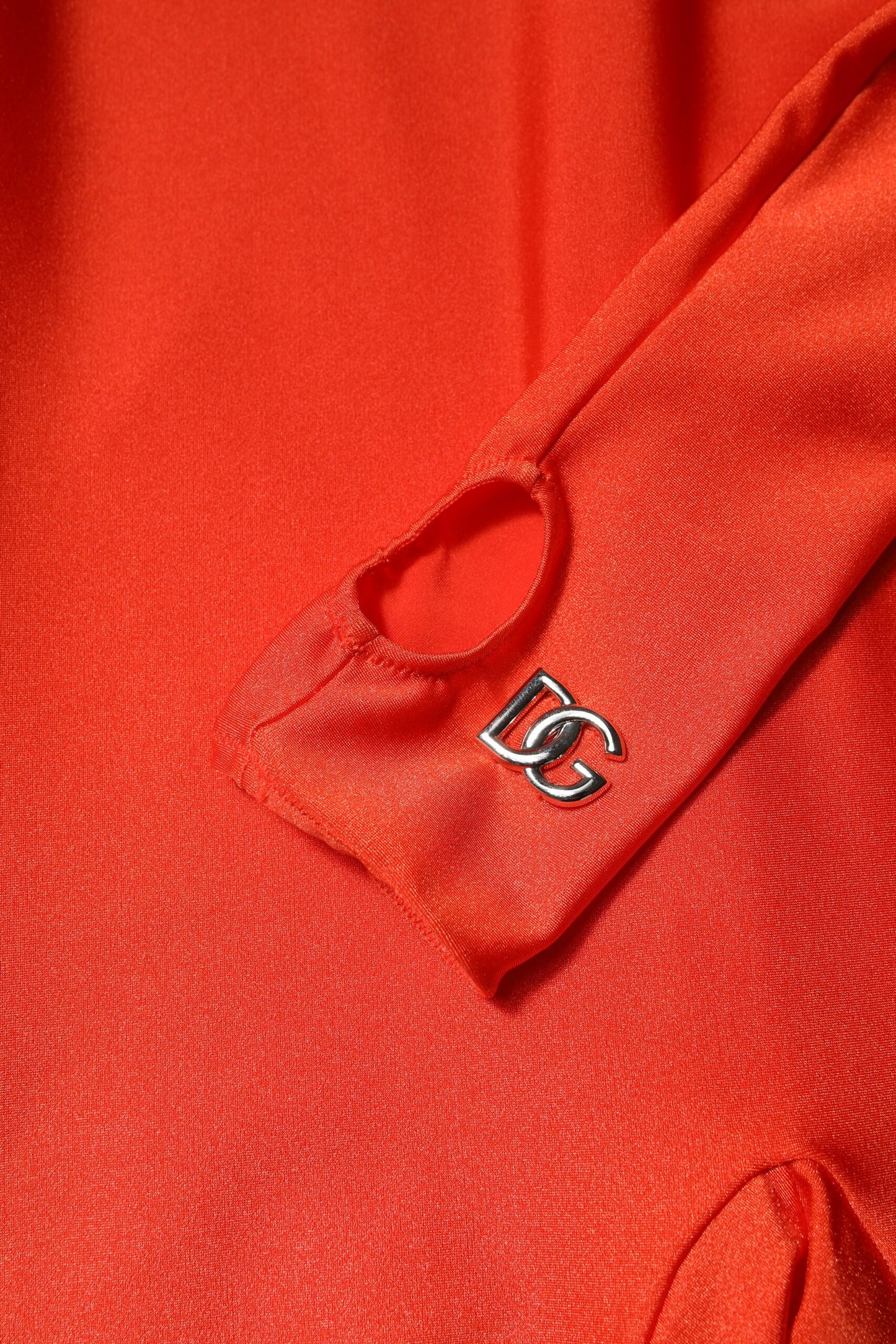 Dolce &amp; Gabbana, rotes, figurbetontes Jumpsuit-Kleid aus Nylon mit Rollkragen