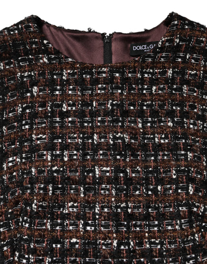 فستان دولتشي آند غابانا متعدد الألوان بدون أكمام قصير من التويد بتصميم حرف A