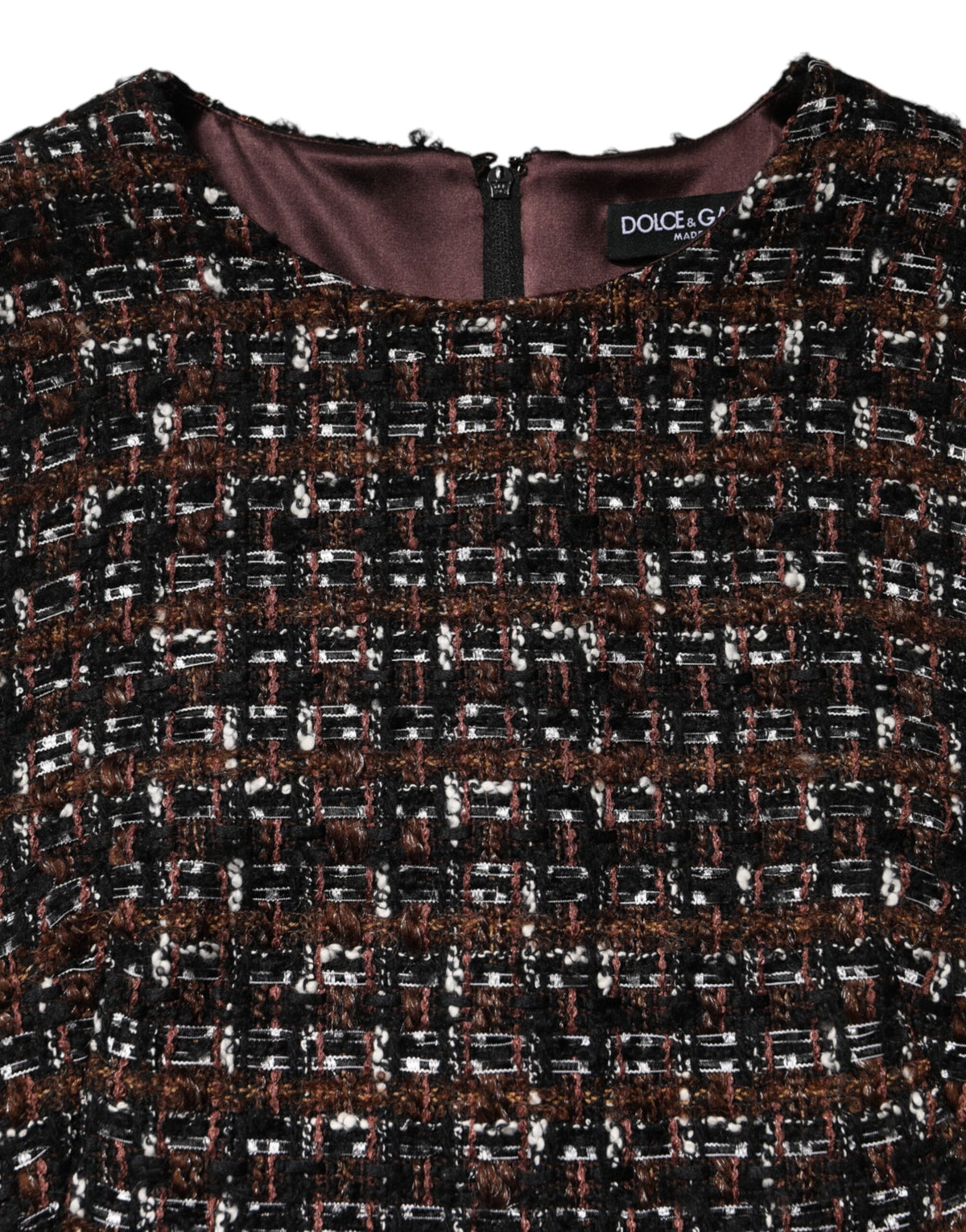 Dolce &amp; Gabbana – Mehrfarbiges, ärmelloses Mini-Tweed-A-Linien-Kleid