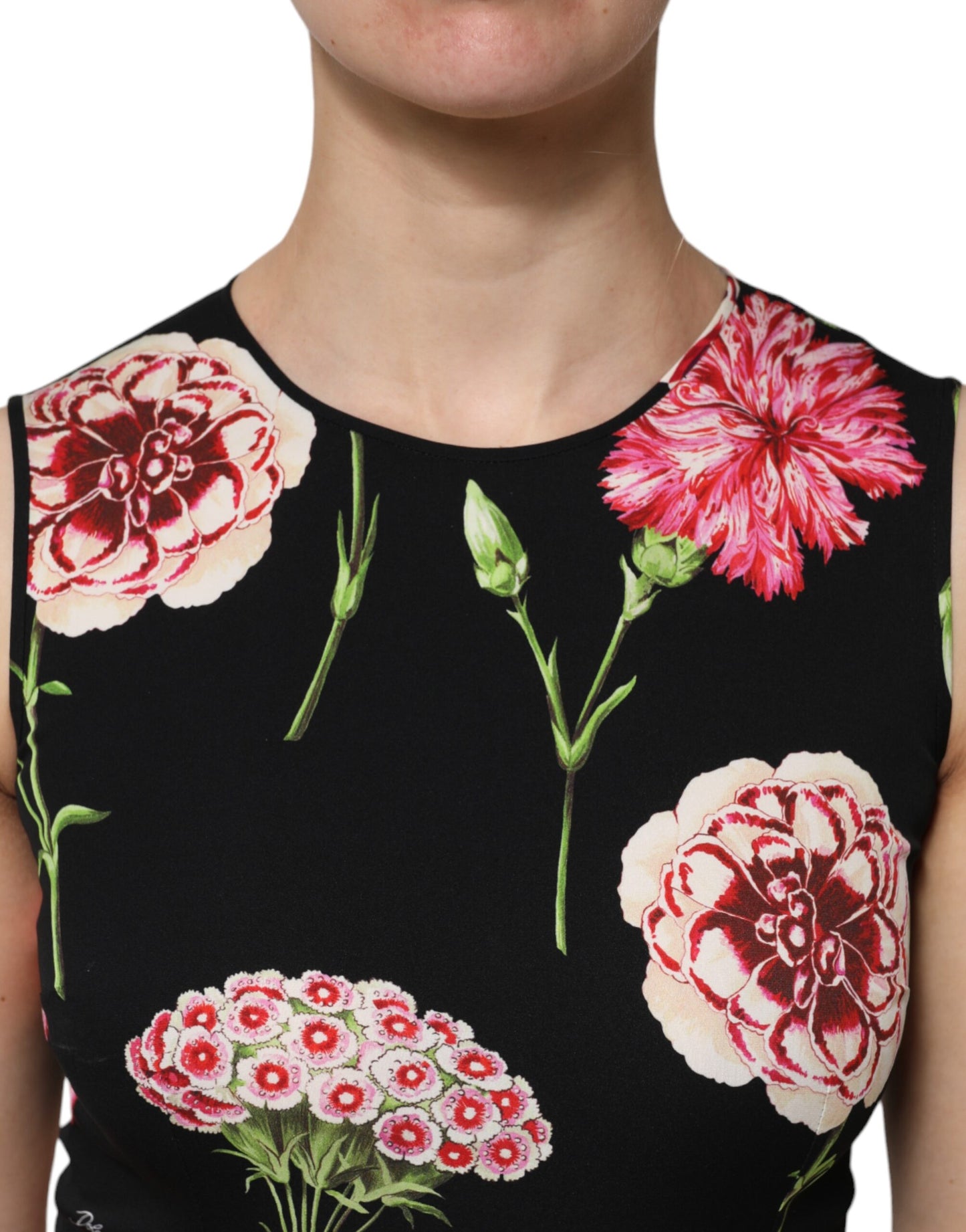 Dolce &amp; Gabbana – Schwarzes, ärmelloses Tanktop mit Blumenmuster