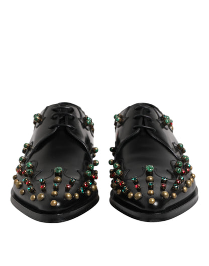 Dolce &amp; Gabbana – Derby-Schuhe aus schwarzem Leder mit Nieten