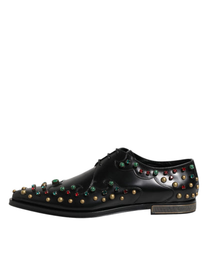 Dolce &amp; Gabbana – Derby-Schuhe aus schwarzem Leder mit Nieten