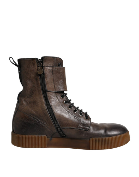 Dolce & Gabbana Brown Horse Leather Mid Calf Boots Shoes