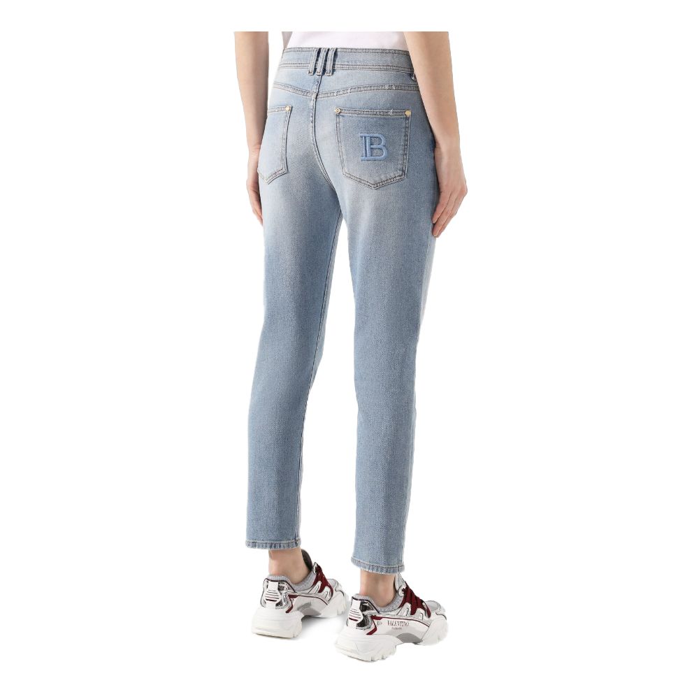 Balmain Blaue Jeans aus Baumwolle für Damen