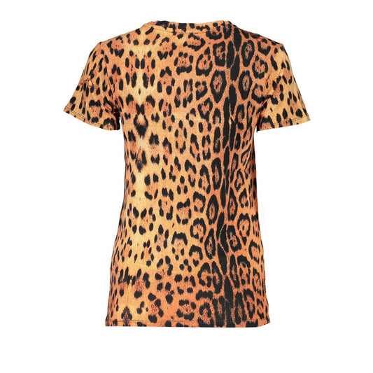 Cavalli Class Orangefarbenes Damen-T-Shirt aus Baumwolle