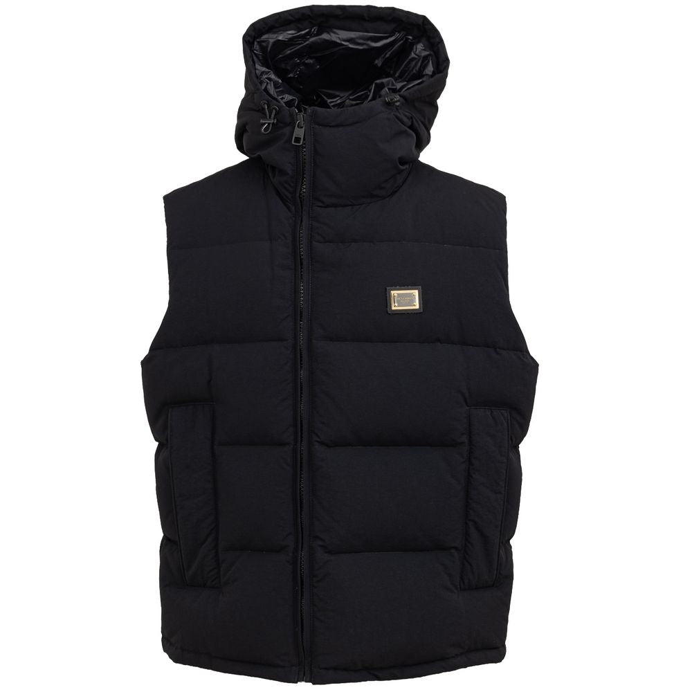 Dolce &amp; Gabbana Schwarze ärmellose Jacke aus Polyester