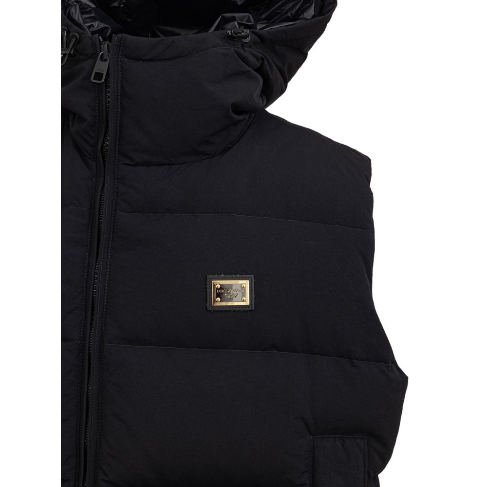 Dolce &amp; Gabbana Schwarze ärmellose Jacke aus Polyester