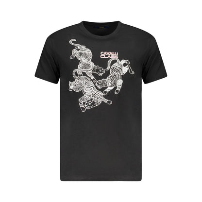 Cavalli Class Black Cotton Men T-Shirt