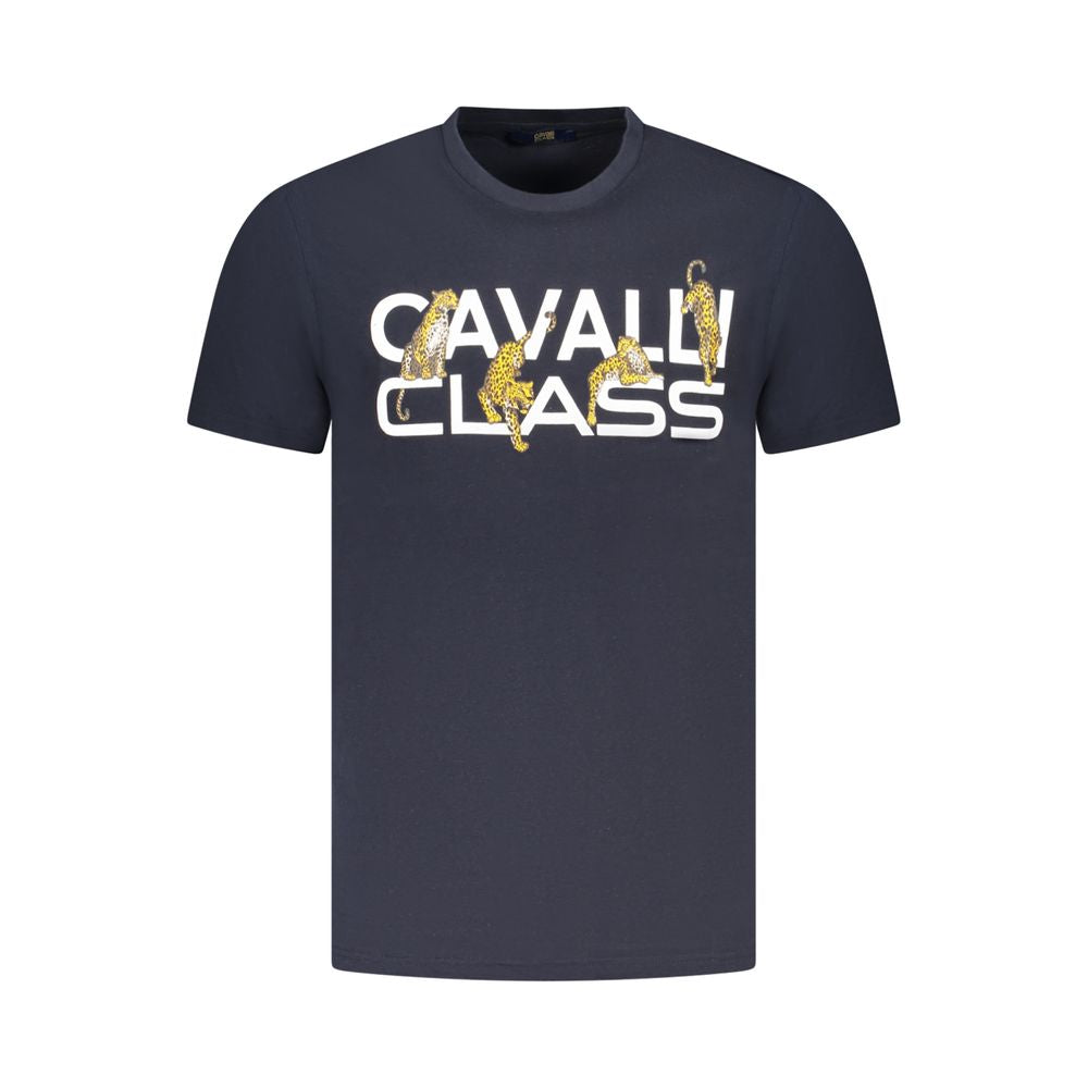 Cavalli Class Herren-T-Shirt aus blauer Baumwolle
