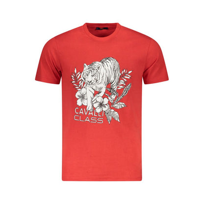 Cavalli Class Rotes Herren-T-Shirt aus Baumwolle