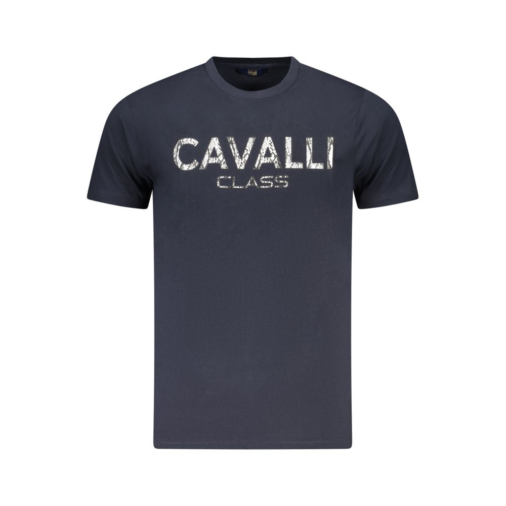Cavalli Class Herren-T-Shirt aus blauer Baumwolle