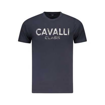 Cavalli Class Herren-T-Shirt aus blauer Baumwolle