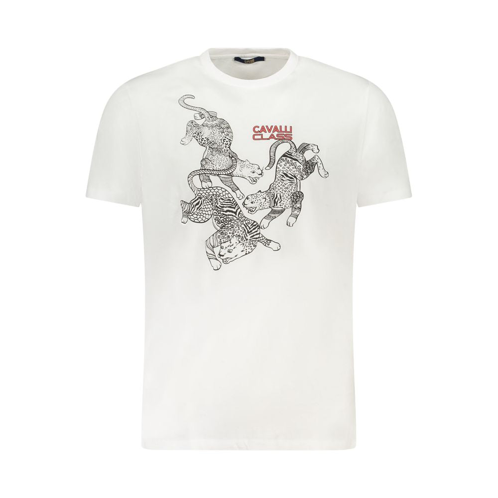 Cavalli Class Weißes Herren-T-Shirt aus Baumwolle