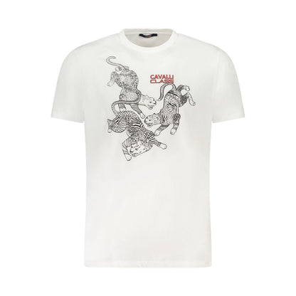 Cavalli Class Weißes Herren-T-Shirt aus Baumwolle