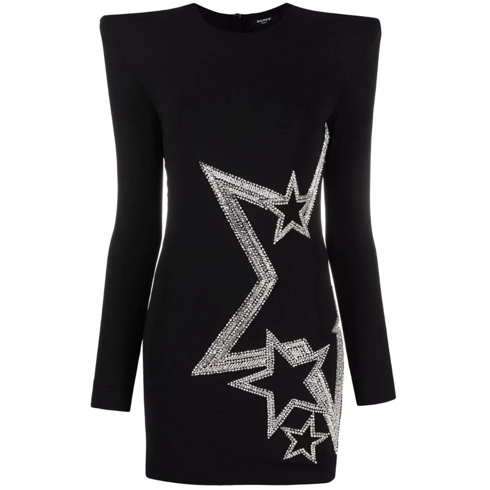 Balmain Schwarzes Viskosekleid