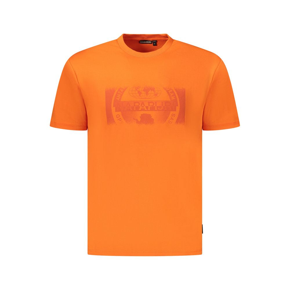 Napapijri Orangefarbenes Herren-T-Shirt aus Baumwolle