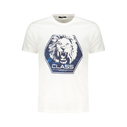 Cavalli Class Weißes Herren-T-Shirt aus Baumwolle