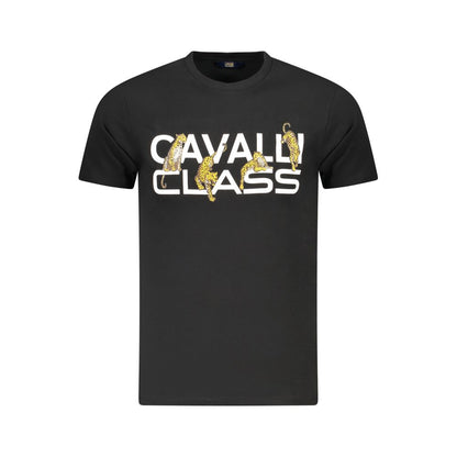 Cavalli Class Schwarzes Herren-T-Shirt aus Baumwolle