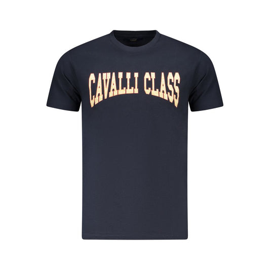 Cavalli Class Herren-T-Shirt aus blauer Baumwolle