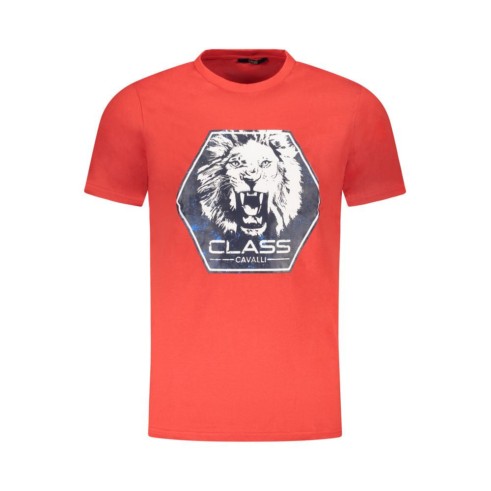 Cavalli Class Rotes Herren-T-Shirt aus Baumwolle