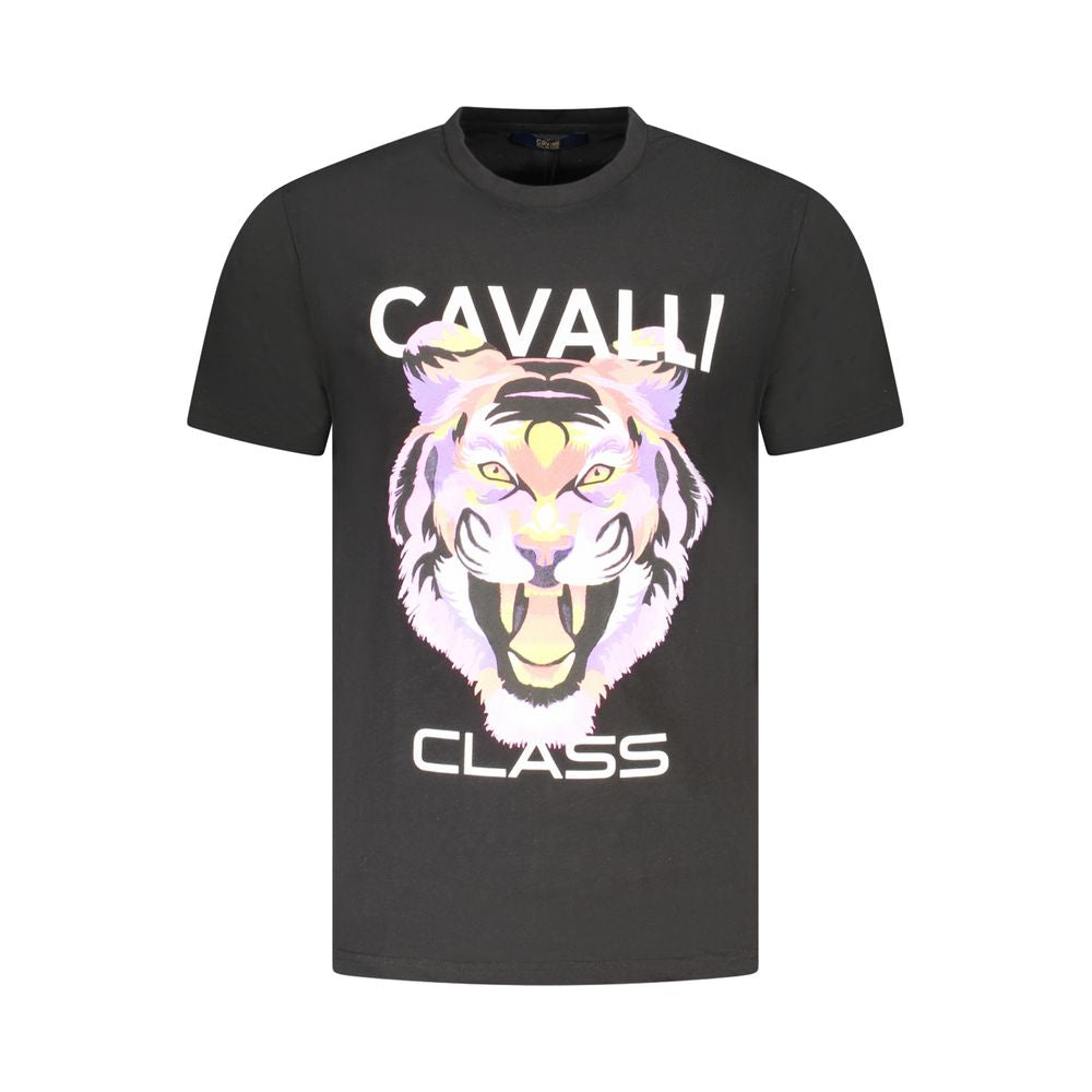 Cavalli Class Schwarzes Herren-T-Shirt aus Baumwolle