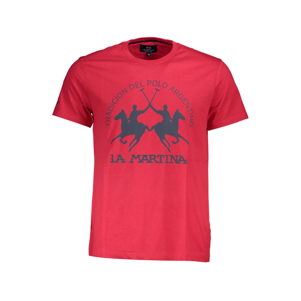 La Martina Rotes Herren-T-Shirt aus Baumwolle