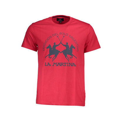 La Martina Rotes Herren-T-Shirt aus Baumwolle