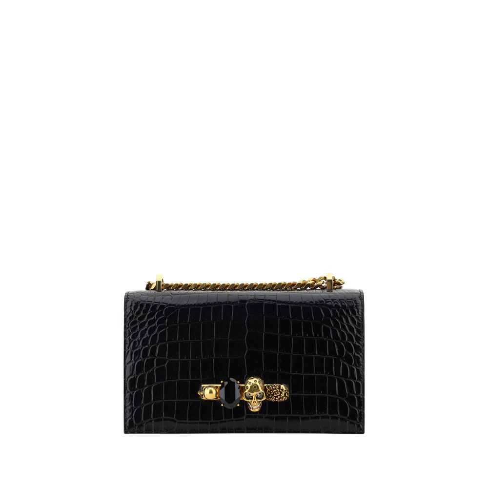 Alexander McQueen Schultertasche Bos Taurus aus schwarzem Kalbsleder