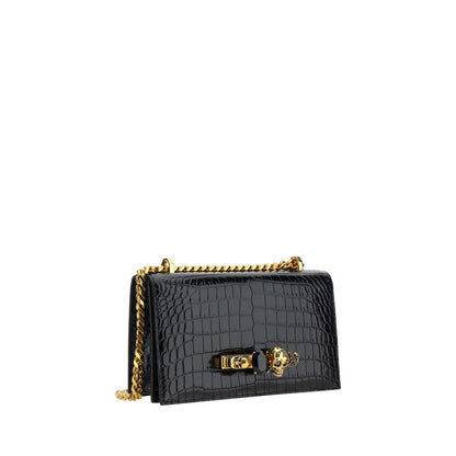 Alexander McQueen Schultertasche Bos Taurus aus schwarzem Kalbsleder