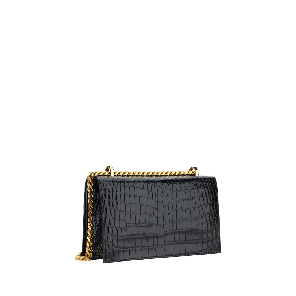 Alexander McQueen Schultertasche Bos Taurus aus schwarzem Kalbsleder