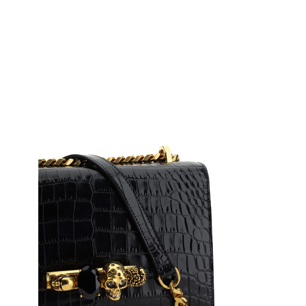 Alexander McQueen Schultertasche Bos Taurus aus schwarzem Kalbsleder