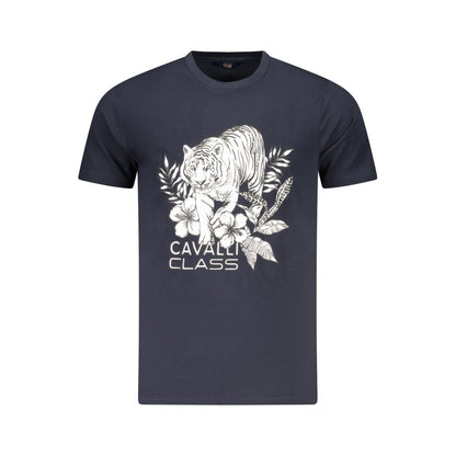 Cavalli Class Herren-T-Shirt aus blauer Baumwolle