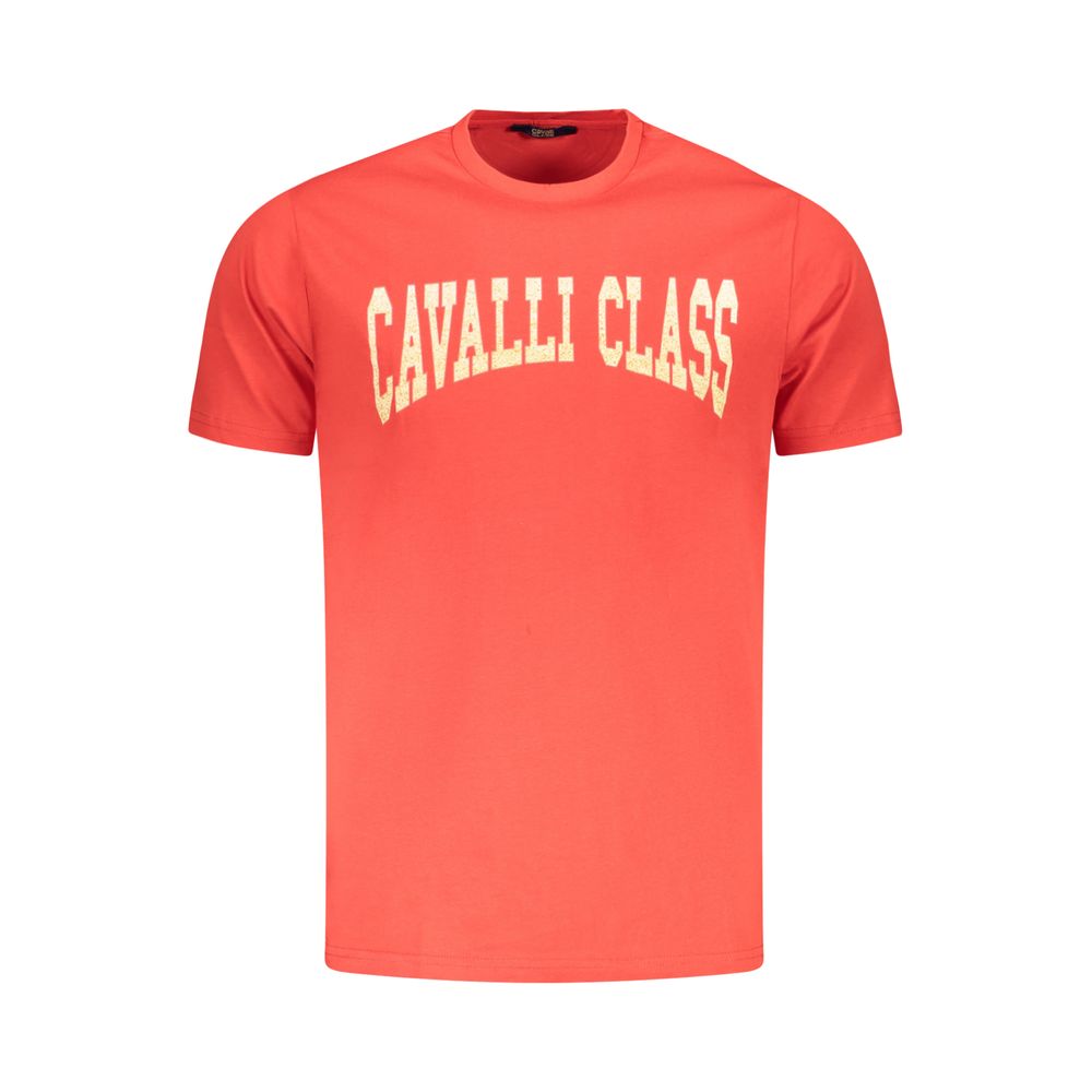 Cavalli Class Rotes Herren-T-Shirt aus Baumwolle