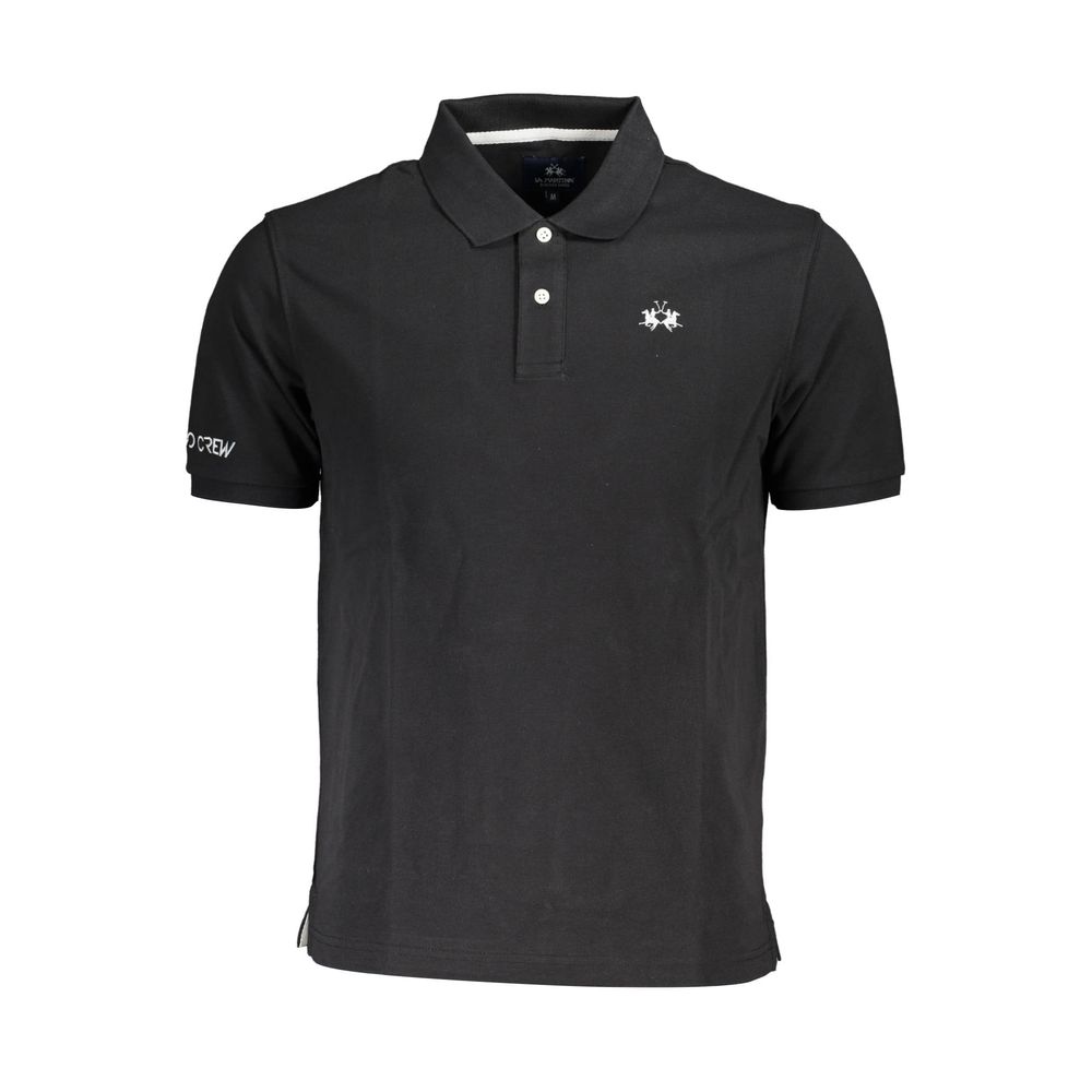 La Martina Schwarzes Herren-Poloshirt aus Baumwolle
