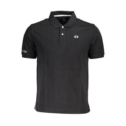 La Martina Schwarzes Herren-Poloshirt aus Baumwolle