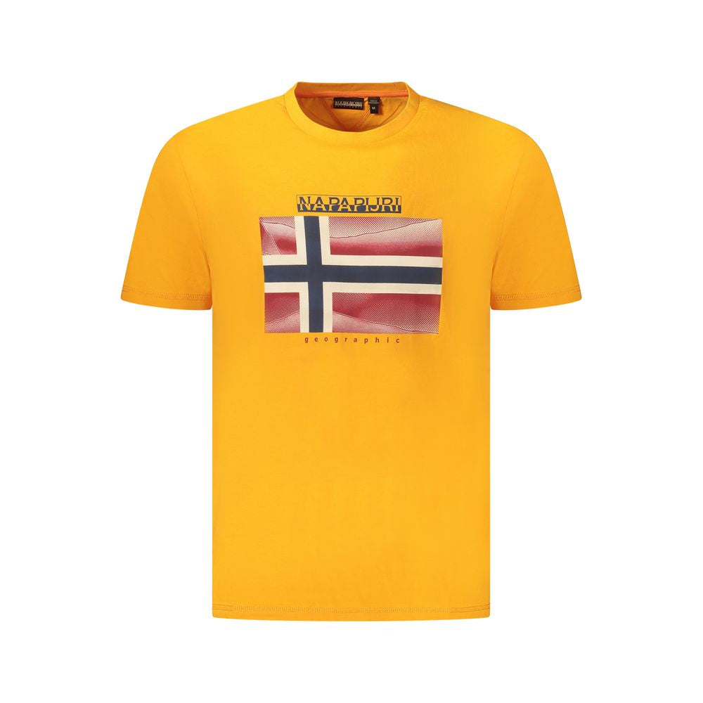 Napapijri Orangefarbenes Herren-T-Shirt aus Baumwolle